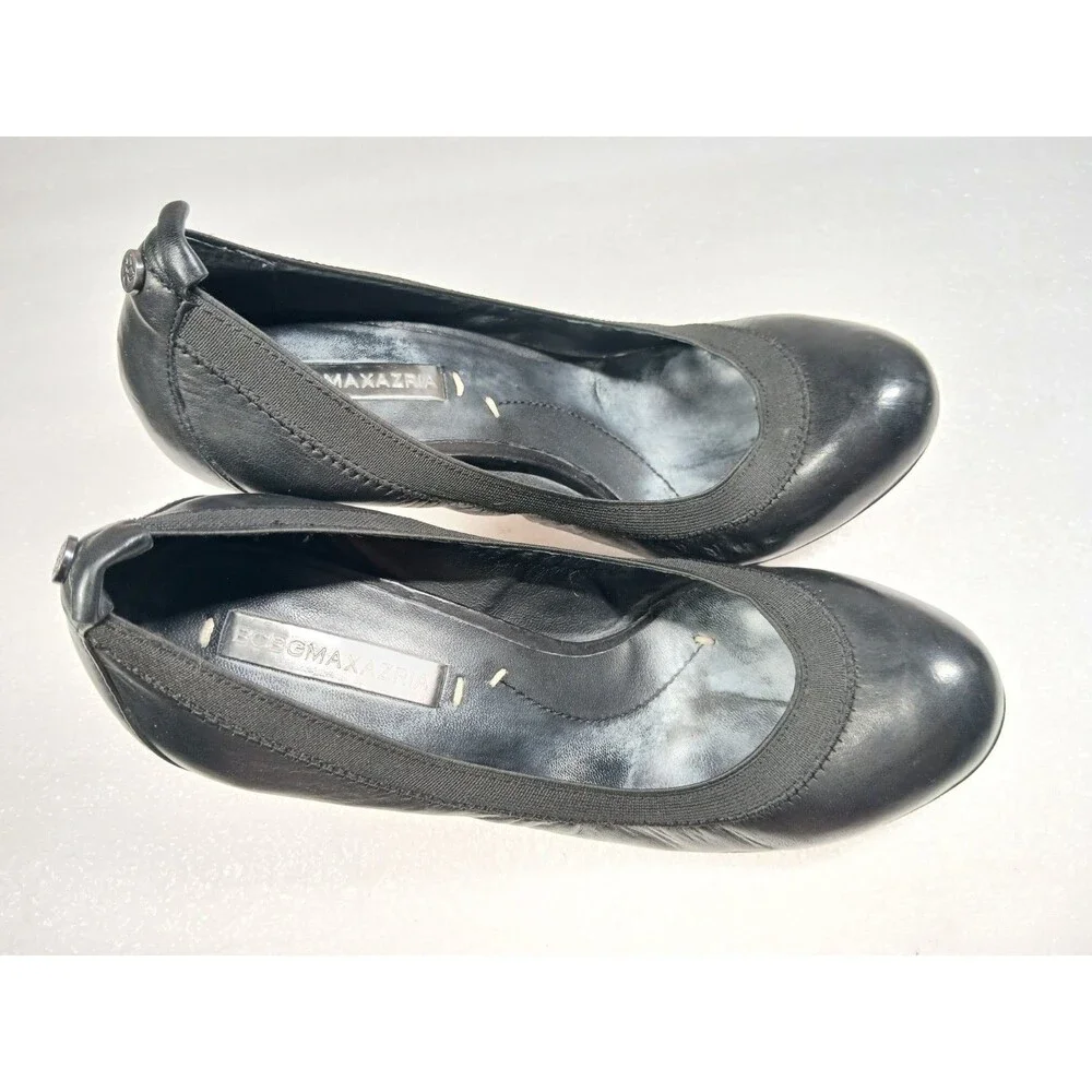 BCBGMAXAZRIA Black Leather High Heels – Size 8 Classic Pumps